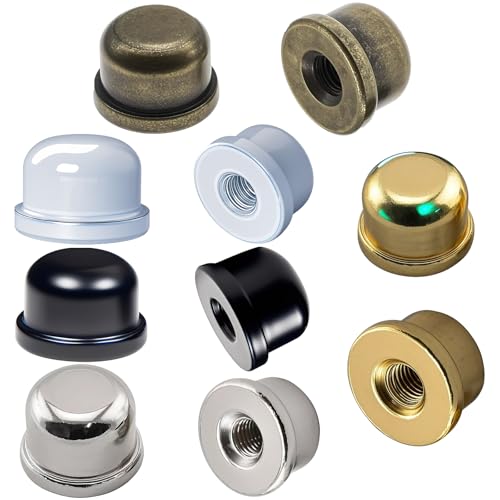 Image of Metal Lamp Finials, 1 /4-27 Thread, 1 /2 Inch Lamp Shade Nuts for Harp Tops | 10 Mixed-Finish Brass Finials with 1 /4-27 Female Threads For Compatible Table, Floor, Desk And Bedside Lamp Harps