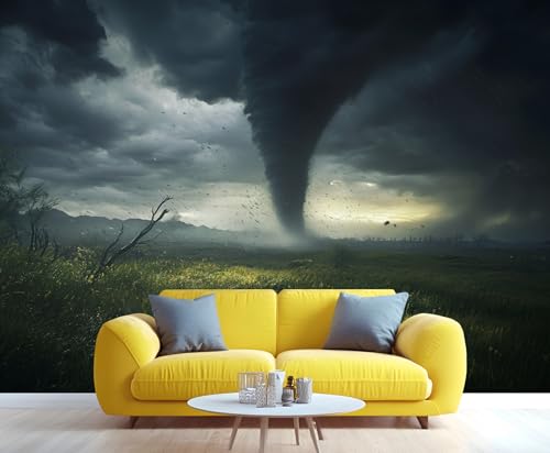 Papier peint à décoller et à coller météo 3D Tornado pour mur