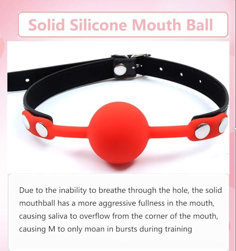 Image of Leather Restraints Ball Mouth Plug Silicone Bondage Ball Gag for Sex, BDSM Restraints Toys Sex Gag Muzzles(Red)