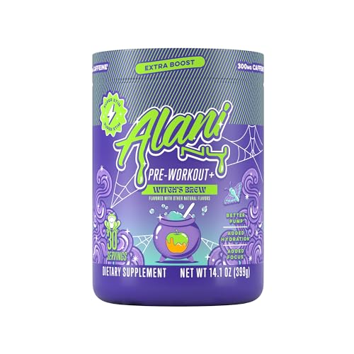 Alani Nu Pre Workout+ Powder Witches Brew Extra Boost Sugar Free 300mg Caffeine L-Theanine Beta-Alanine L-Citrulline 30 Servings