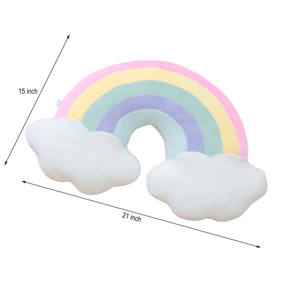 Jhorxa Rainbow Shaped Pillow 21'' Plush Rainbow Cloud Pillow Rainbow Travel Pillow Soft Stuffed Rainbow Decor Cushion Car Home Decorations Gifts