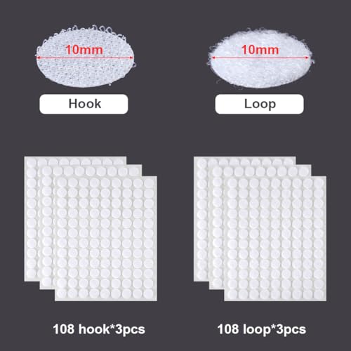 Image of Ainiv 324 Pairs Self-Adhesive Hook and Loop Dots, Double-Sided Adhesive Tape Stickers, Removable Adhesive Sticker Traceless, Waterproof DIY Stickers Crafts Dots Round Pads for Home School Office
