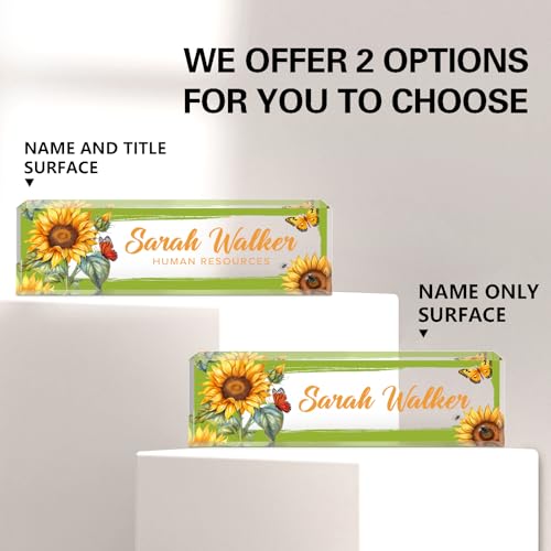 Image of Name Plate for Desk, Desk Name Plate Personalized, Office Decor for Women Men, Acrylic Desktop Accessories, Office Appreciation Gifts for Boss Social Workers Nurse Teacher Employee (Sunflowers)