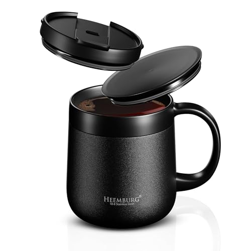 Heemburg Thermo-Kaffeebecher mit Henkel, doppelwandig vakuum-isoliert,...