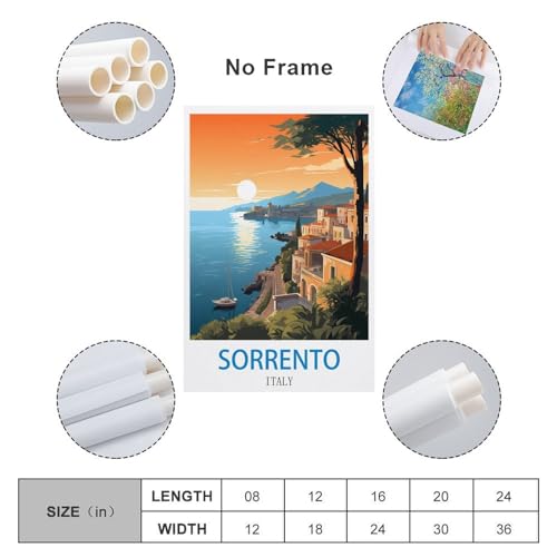 Affiche murale Sorrento Italie décoration chambre moderne toile vintage 50x75