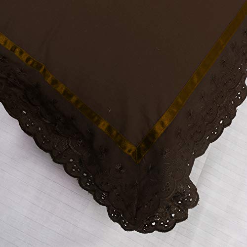 Image of VHC 100% Cotton Lace Pillow Cover /Case Set (Pack of 2) -Coffee Brown
