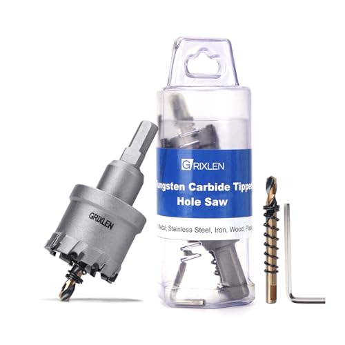 1-1/2 (38mm) Tungsten Carbide Tip Hole Saw Hole Saw with M2 Pilot Drill bits for for Hard Metal Stainless Steel Metal Iron and Plastic 25mm Drilling Depth (1-1/2 (38mm))