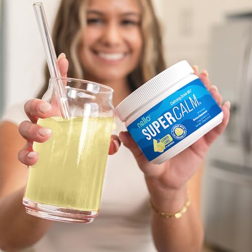 Image of Nello Supercalm Powdered Drink Mix Tub, Cortisol Reducer* and Sleep Aid Supplement, L Theanine, Ksm-66 Ashwagandha, Magnesium Glycinate, Vitamin D 3, No Sugar, Non GMO, On The Go, 30 Ct, Lemon Lime
