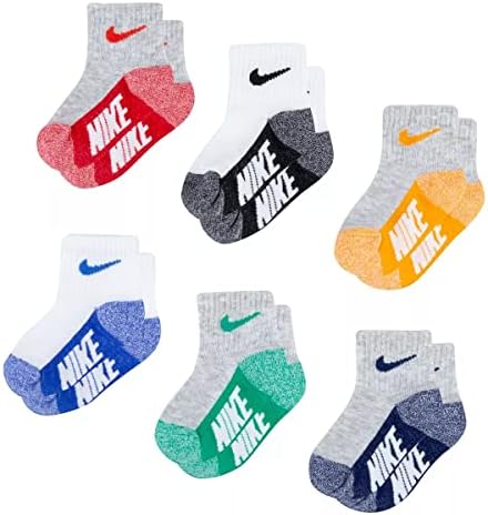 Nike Baby Lightweight Ankle Socks 6 Pack (Grey(NN0659-U10)/R_O, 12-24 Months)