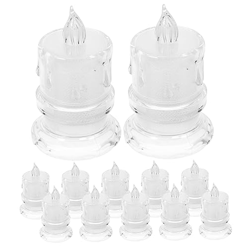 Bougies Pilier LED en Verre HJZZQH Lot de 12 Lampes de Nuit en Plastique Réalistes pour Chambre