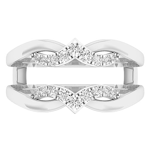 Dazzlingrock Collection 0.30 Cttw Round White Diamond Chevron Enhancer Guard Wedding Ring for Her in 10K Solid Gold2