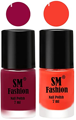 Image of Long Lasting Nail Polish | Nail Paint Combo 7 ml Each) - Set of 2 Cherry Blossom-Light Orange