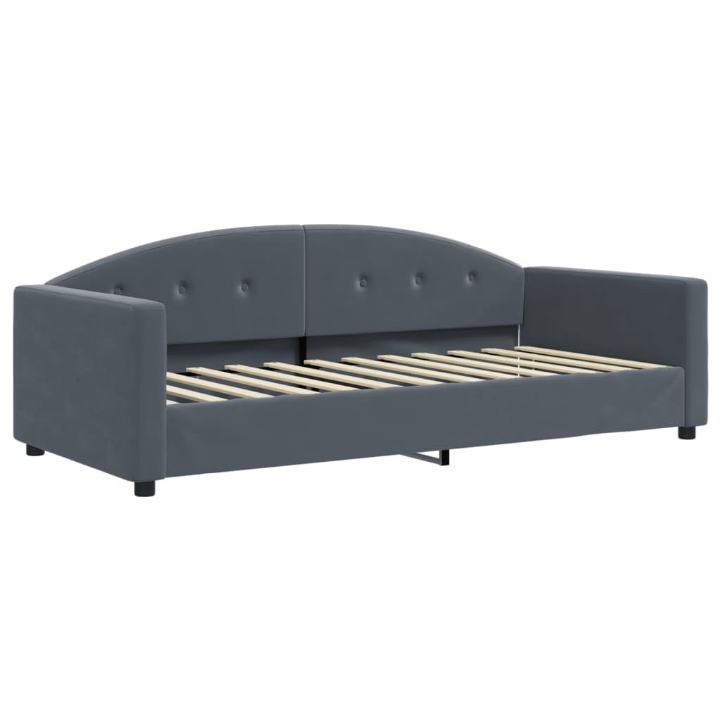 2 w 1 z materacem piankowym do spania aksamitny szary 90x200 cm | Sofa z materacem do spania ciemnoszara 90x200 aksamit rozkładana kanapa z funkcją spania dla gości
