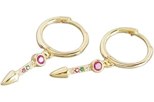 European 925 Sterling Silver Celi Geometric Rainbow Colors Nail Hoop Earrings, Women’s Silver Jewelry