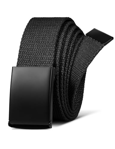 LXMY Gürtel Herren, Stufenlos Verstellbar Ohne Löcher, Canvas Stoff Outdoor Business Arbeitsgürtel Passt Überall Hin (Schwarz)