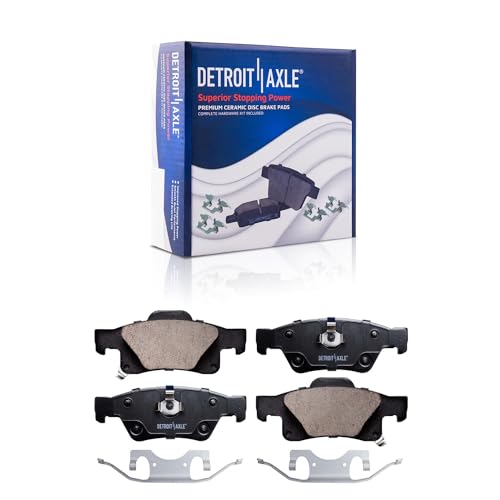 Image of Detroit Axle - Rear Vented Rotor Brake Pad Kit for 2011-2025 Dodge Durango | 2011-2021 Jeep Grand Cherokee Disc Brakes Rotors Ceramic Brake Pads with Hardware Replacement [Not for Solid Rear Rotor]