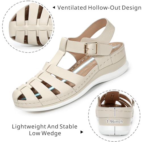 Closed Toe Sandals for Women Platform Gladiator Sandal Wide Width Comfortable Fisherman Walking Shoes4