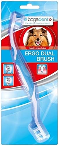 Bogar, Bogadent UBO0711 Ergo Dual Brush, Zahnbürste Hund, Hundezahnbürste mit 2 Bürstenköpfen, Hundezubehör zur Zahnpflege, Zahnhygiene für Ihren Hund, Zahnsteinentferner Hund, 1 Packung