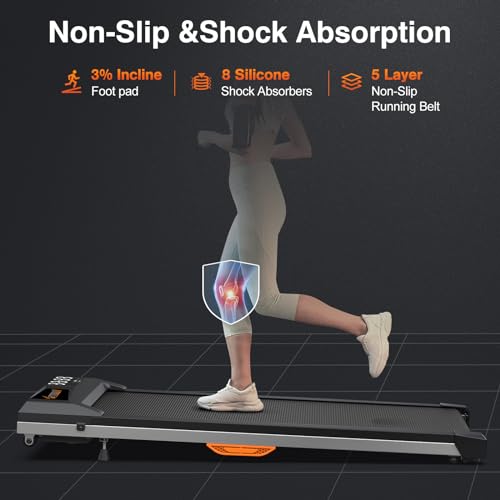 Image of Walking Treadmill for Senior with Long Handrail, with LCD Display 300 lbs Capacity Folding Treadmills for Home Under Desk Treadmill Walking pad Treadmill