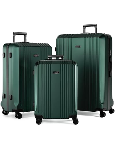 FERGÉ Set 3 valises Rigide léger Serrure TSA Cannes | Lot de 3 - Trolley Voyage | Ensemble de Bagages Vert