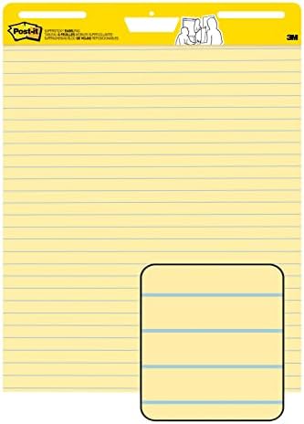 Post-it Super Sticky Easel Pad, 25 in x 30 in Sheets, Yellow Paper with Lines, 30 Sheets/Pad, 2 Pads/Pack, Great for Virtual Teachers and Students (561)