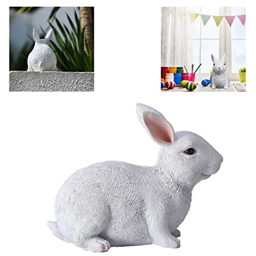 Figurine de lapin blanc de Pâques ornement résine étanche extérieur - 5