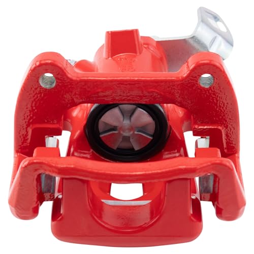Image of TRQ Rear Right Brake Caliper w /Bracket Performance Red Passenger Side | For 2009-2013 Mini Cooper