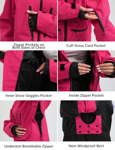 Image of GSOU SNOW Snowboard Jacket Mens Womens Ski Jacket Baggy Snow Hoodie Coat | 15K Waterproof,10K Breathable,Insulated Windproof,7 Pocket,Underarm Vents,Drawcord Hem,Snowboarding Skiing Snowsports