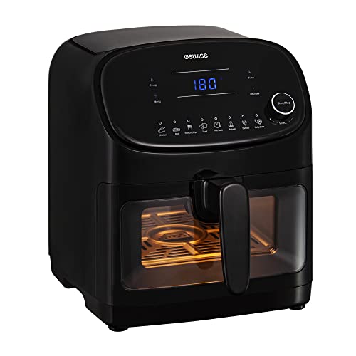 4SWISS Heißluftfritteuse ABB-021, Leistung 1350 W, mit Touchpanel, energiesparend und leicht zu reinigen, geräumige 5,5 l Schublade, ermöglicht gesundes Frittieren ohne Fett Cover