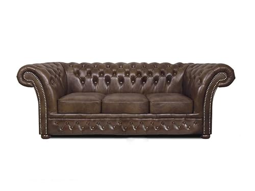 Chesterfield Bank Winfield Basic Luxury Leather | 3-seater | 2 to 4 weeks delivery time (Cloudy Dark Brown) Chesterfield Bank Winfield Basic Luxury Leather | 3-seater | 2 to 4 weeks delivery time (Cloudy Dark Brown)