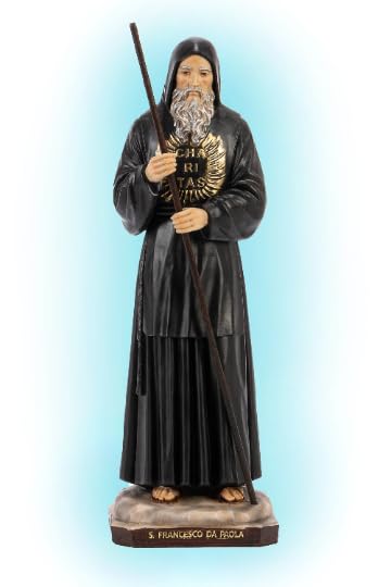 Generico ArteSacraCaravaggio Statua di San Francesco da Paola, cm 35 in resina decorata a mano di produzione artigianale italiana