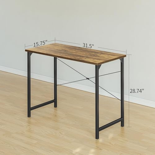 Image of Cubiker Computer Desk, 32 Inch Small Home Office Desk for Small Spaces, Modern Simple Style for Home, Rustic Brown