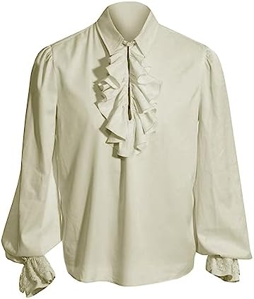 Bbalizko Mens Pirate Shirt Ruffle Victorian Renaissance Medieval Poet Shirt
