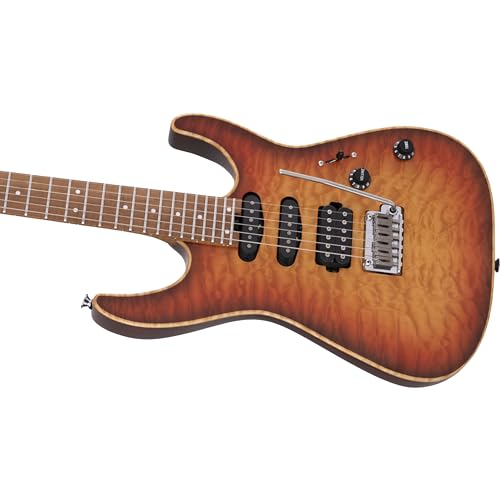 Charvel USA Select DK24 HSS 2PT CM QM Autumn Glow – Guitare Électrique Personnalisée - Les Beatles, Paul McCartney, John Lennon, RIngo Starr, George Harrison Charvel USA Select DK24 HSS 2PT CM QM Autumn Glow - Guitare Électrique Personnalisée – Image 6