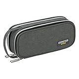 Federmäppchen mit 2 Fächer, Große Kapazität Mäppchen Federtasche mit Tragegriff, Reißverschluss Bleistiftetui Bleistift Beutel, Stifte Etui Make-up Tasche für Mädchen Jungen Schule & Büro (Grau)