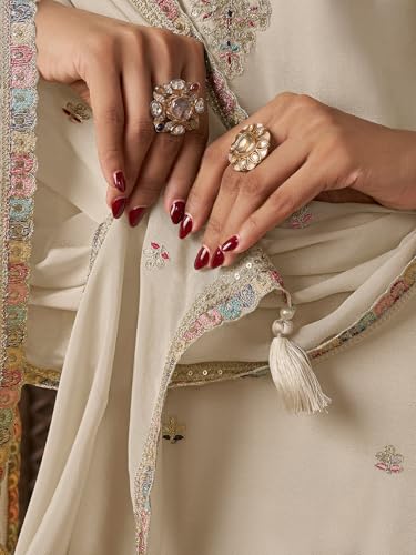Image of Designer Palazzo Sharara Suit Set with Embroidered Dupatta, Traditional Indian Ethnic Dress, White and Black Variants