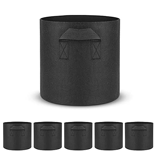 Oture プランター 布鉢 栽培袋 フェルト 不織布ポット 植え袋 ガーデン 植木ポット 通気性 diy 園芸 植物育成 野菜栽培 大容量 発育促進 (黒_6個セット, 7ガロン_30H x 35D cm)