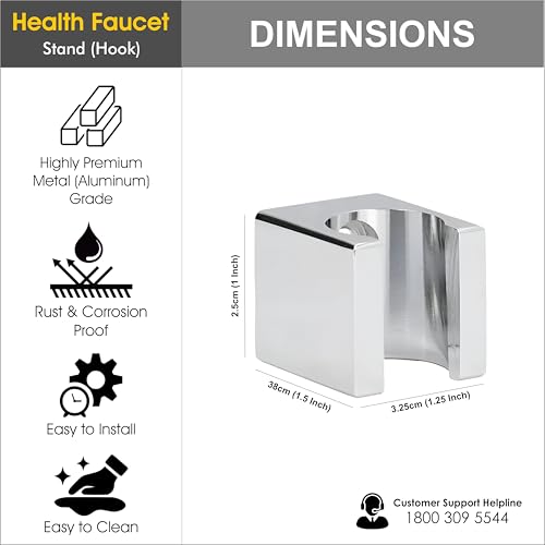 Image of Health Faucet Wall Hook Stand /Hook /Bracket Made with Aluminum (Solid Metal) for Health Faucet and Hand Shower Silver /Chrome (Pack of 1)
