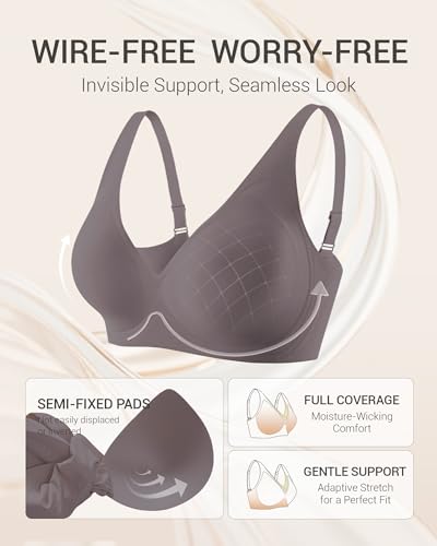 Image of Gailife Deep V Jelly Bras for Women No Underwire Wireless Seamless Push Up Bra Comfort Support Plunge Bralette Full Coverage