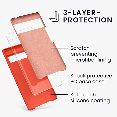 kwmobile Case for Google Pixel 6 Pro Case - Soft Cover - Shockproof Silicone - Wireless Charging Tangerine Orange - Image 2