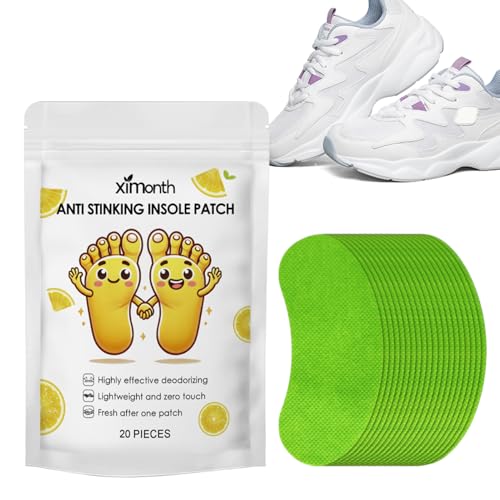 Parche eliminador de olores – Parche desodorante para zapatos – Calcomanías eliminadoras de olores para zapatos | 20 parches ambientadores de plantilla | Removedor de olores desodorizante de larga
