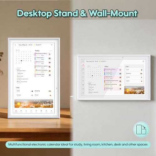 Image of 15.6 inch Smart Digital Calendar, No Subscription WiFi Touch 1080P Photo Frame | No subscription fees, cross-platform WiFi sync iCloud, Google & Outlook, all-in-one FHD touch family organizer photo frame