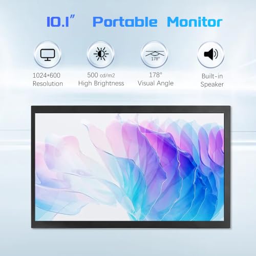 Image of 10.1-inch HDMI /VGA /AV Input Display with 1024 * 600 high-Definition Full View Module, Built-in Speaker, Computer Secondary Screen for Windows System, Monitor for RPI、 DVD、CCTV， No Touch