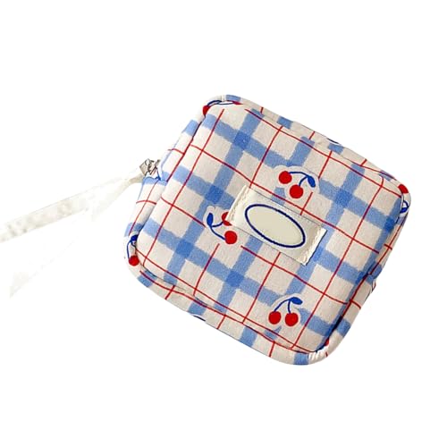 ZORESCOLEO フルーツプリントグリッドストレージポーチ インナーコンパートメント付き 化粧品 文房具 旅行の必需品