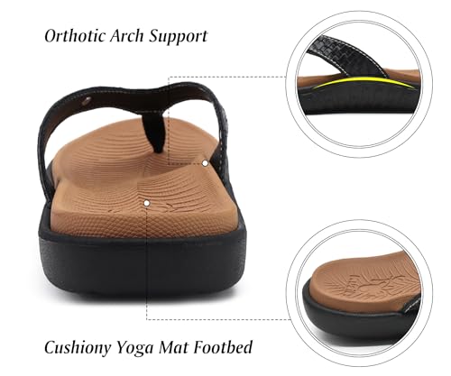 Image of KuaiLu Womens Flip Flops Arch Support Yoga Mat Cushioned Thong Sandals