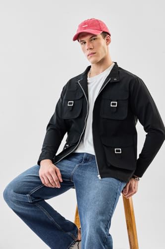 Image of SNITCH Men Casual Jacket | Regular Fit Textured Pattern With Lapel Collar & Full Sleeve | Polyester Blend Zip Closure For Everyday Street Style & Layering