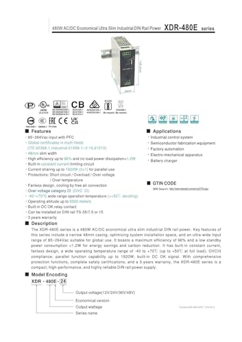 Alimentation XDR-480E-12 haute densite de puissance 480W AC/DC - 3