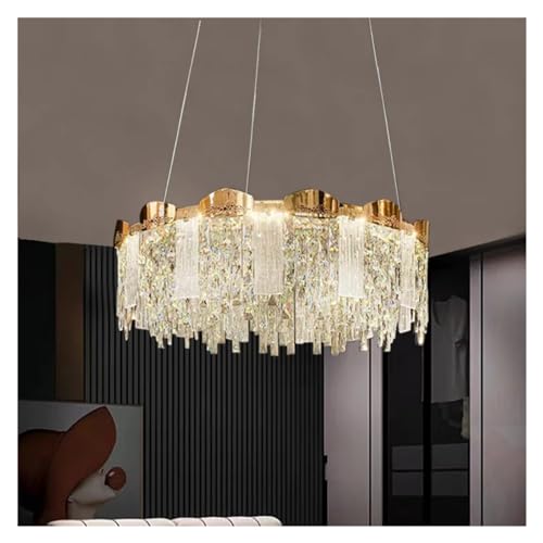 Modern Living Room Crystal Round Ceiling Chandelier Luxury Glossy Remote Control Dimmable LED Lights Luxury Chandelier