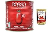 Italian Gourmet - Rosso Gargano Ganze geschälte Tomaten aus Apulien (Pelati di Puglia) 6 x 2,5 kg – 100% italienische Tomaten, ideal für Pizza, Sugo, Ragù & Gastronomie Vorrat + Italian Gourmet Polpa