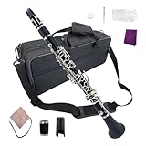 Vetimobato Professional E flat Clarinet Eb Key Clarinet Good Sound Nickel plated keys with 2 Barrels & Case (Ebonite)